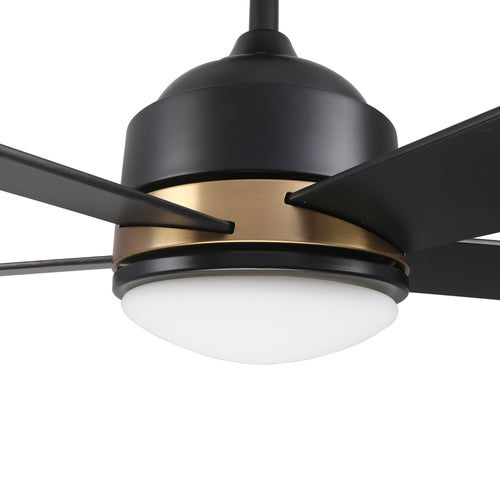SIMOY 52 inch 5-Blade Best Smart Ceiling Fan with LED Light Kit & Wall Switch - Black/Black (Gold Detail)