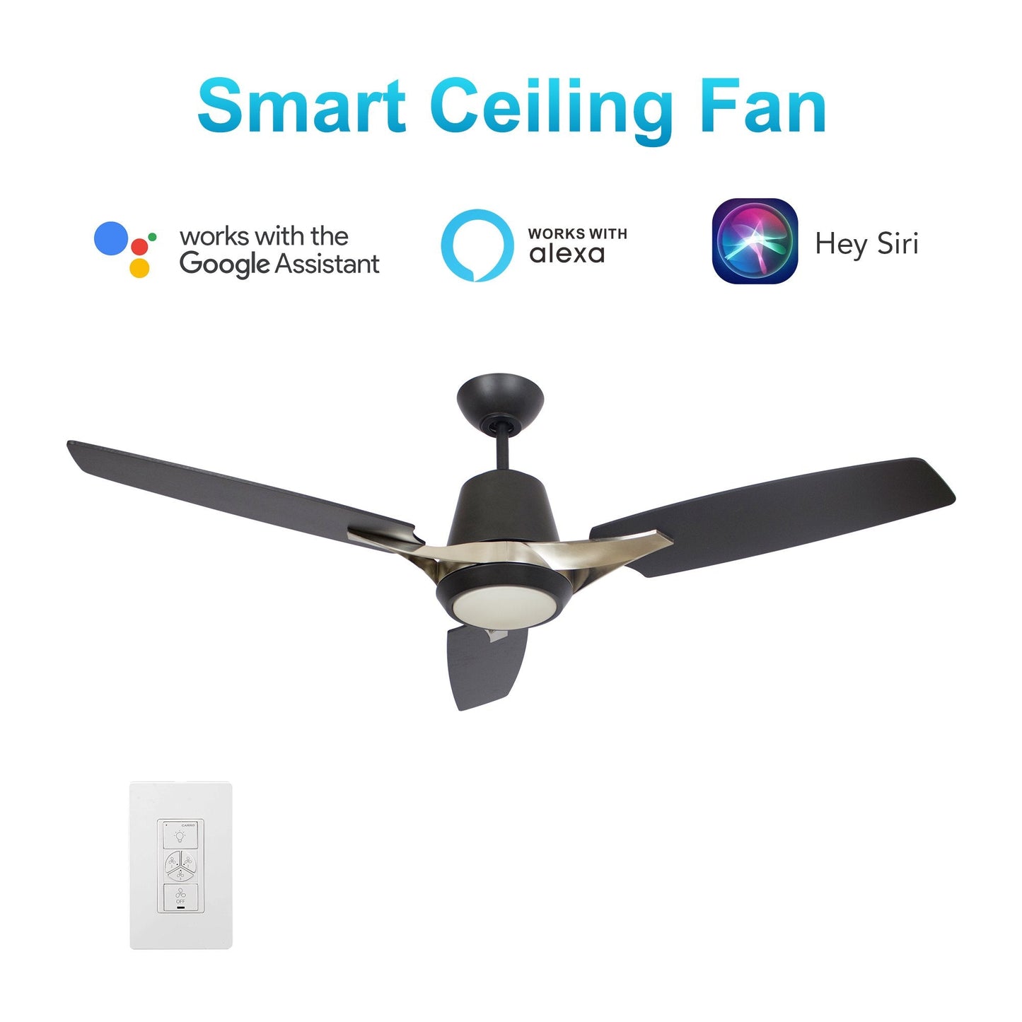 Exton 52'' Best Smart Ceiling Fan with wall control, Light Kit Included, Works with Google Assistant and Amazon Alexa,Siri Shortcut