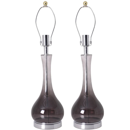 Melati Smoke Gray Ombre Glass Best Table Lamp 28" - Smoke Gray/White (Set of 2)