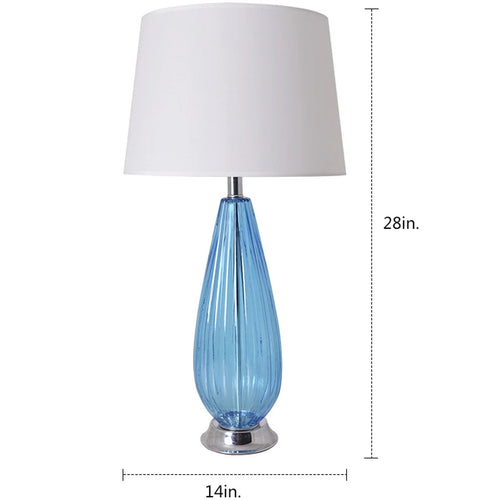 Manolya Translucent Glass Best Table Lamp 28" - Sky Blue/Ivory White (Set of 2)