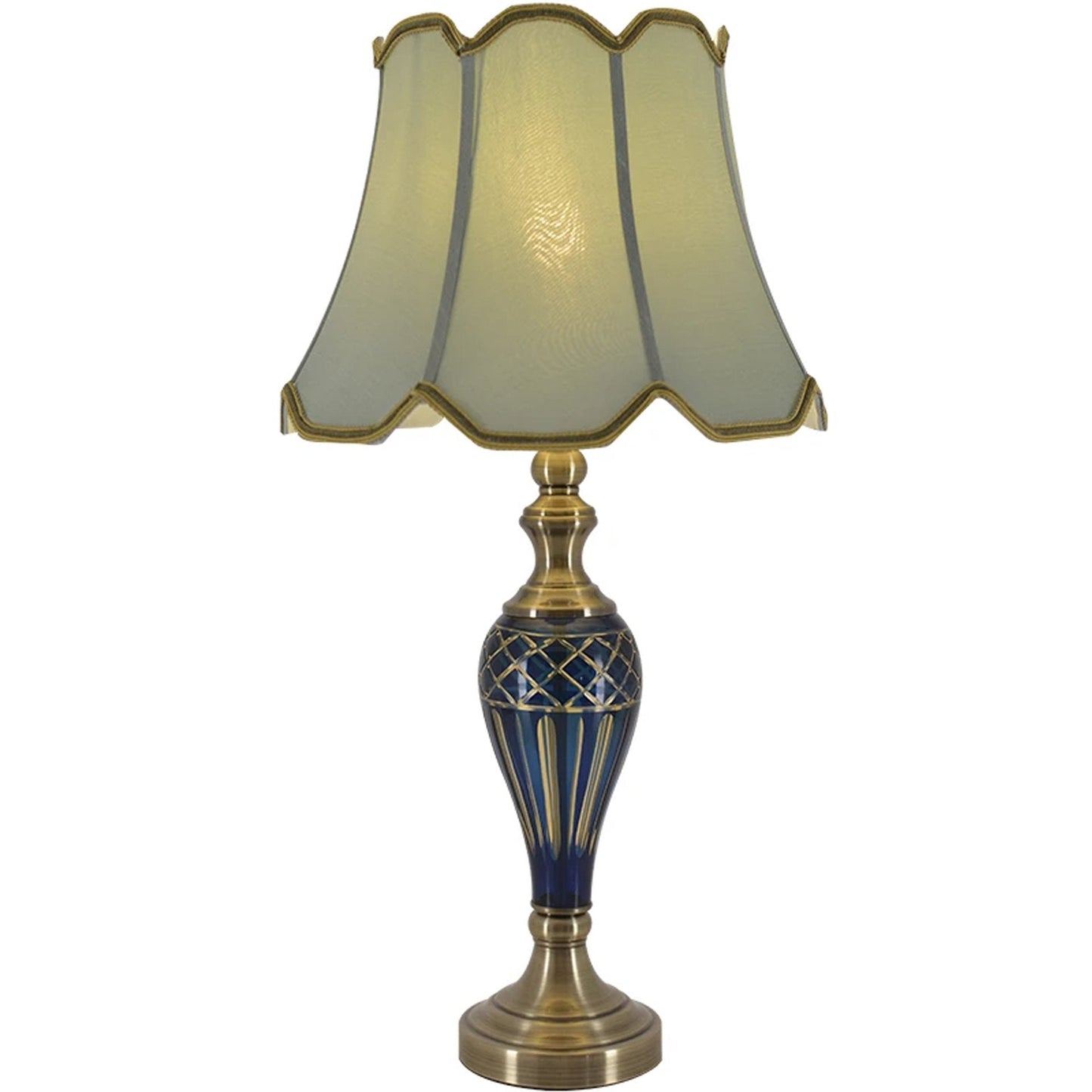 Piatunnia Art Deco Fluted Glass Best Table Lamp 28" - Cobalt Blue/Light Green