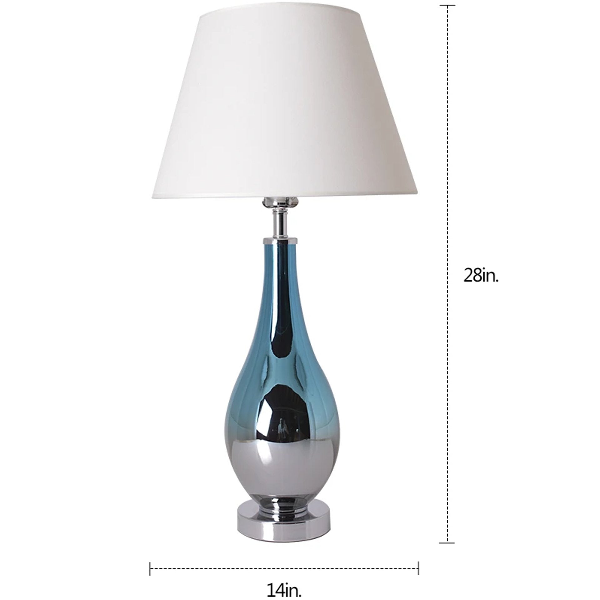 Lola Ombre Droplet Glass Best Table Lamp 28" - Blue Chrome Ombre/Crème