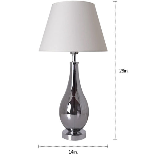 Lola Chrome Droplet Glass Best Table Lamp 28" - Chrome Gray/Creme (Set of 2)
