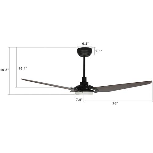 Trailblazer 52 In. Wi-Fi Best Smart Ceiling Fan w/ Remote Control & LED Light, Alexa/Siri/Google Home Compatible, Black/dark Wooden Pattern (3-Blade)