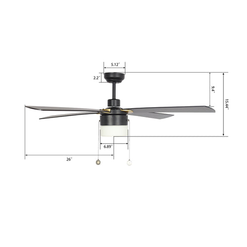 AMALFI 52 inch 4-Blade best Ceiling Fan with Pull Chain - Black/Black