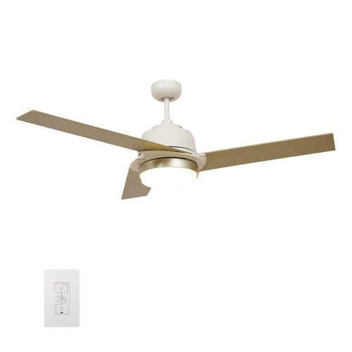 AERYN 52 inch 3-Blade Best Smart Ceiling Fan with Wall Switch - White/Champagne