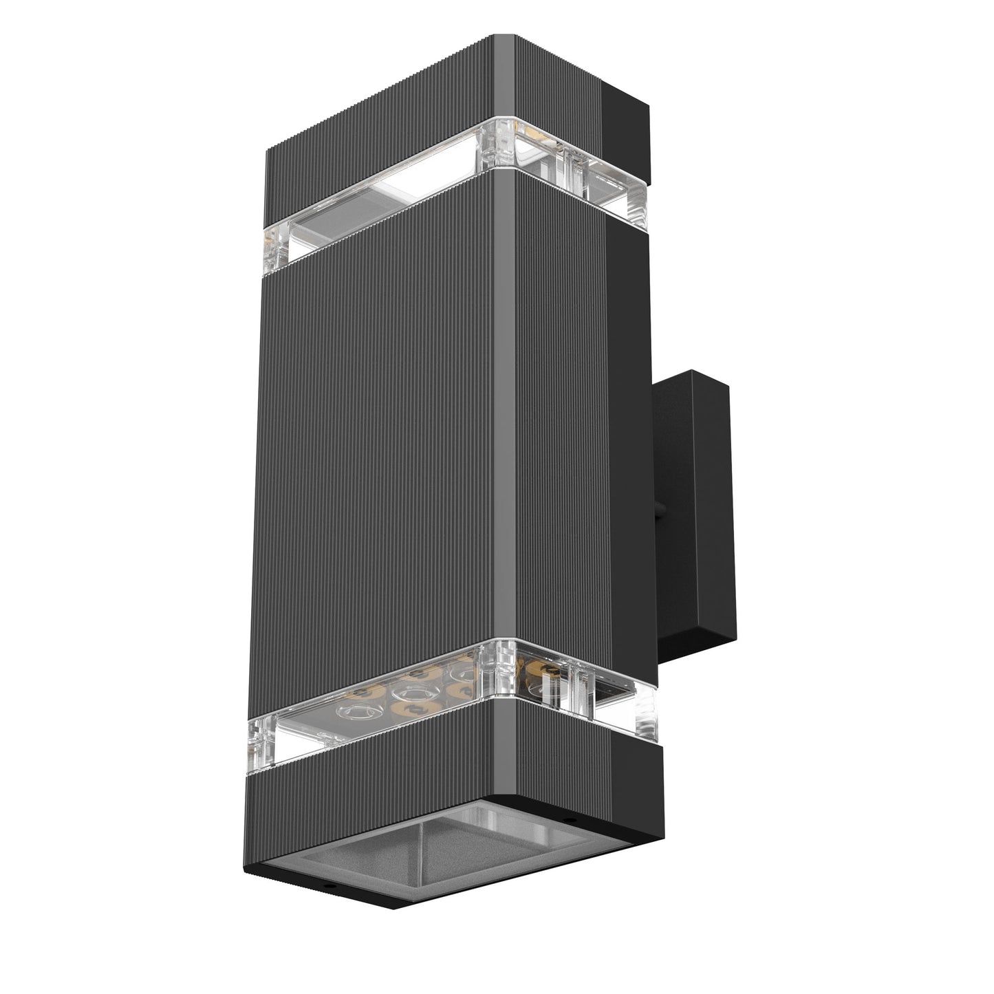 LED Up & Down Wall Lights Outdoor, Square, 2x6W, AC100- 277V, Waterproof Wall Sconce in 2 Lights, ETL-Listed, 80-90 Lumens/W