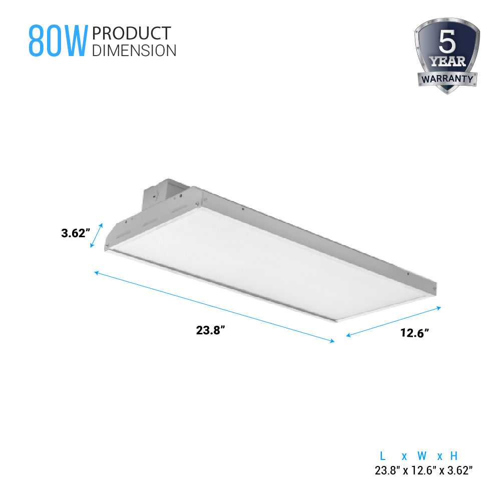 2ft 80W Gen1 LED Linear High Bay Chain Mount Fixture Light, 100V-277V, 10400LM, 0-10V Dimmable, UL, cUL & Lighting Facts