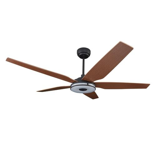 Explorer 52 In. Best Smart Ceiling Fan with Remote Control & Led Light, 5-Blade, Black/fine Wood Grain Pattern, Alexa/Google Home/Siri Compatible