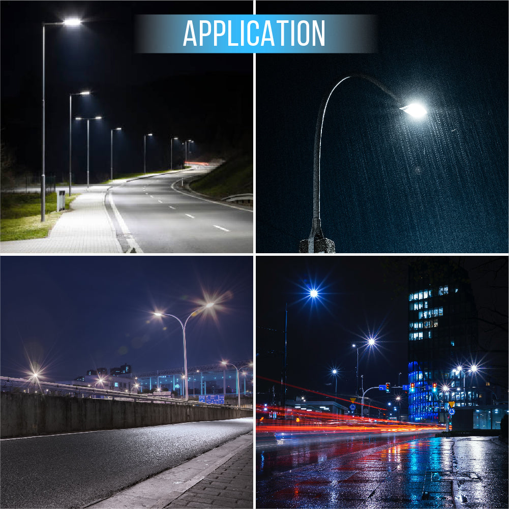 LED Street Light H Series 150W 5000K, 22500LM, CRI>70, Dimmable, DLC V5.1, UL, cUL and Lighting Facts Listed