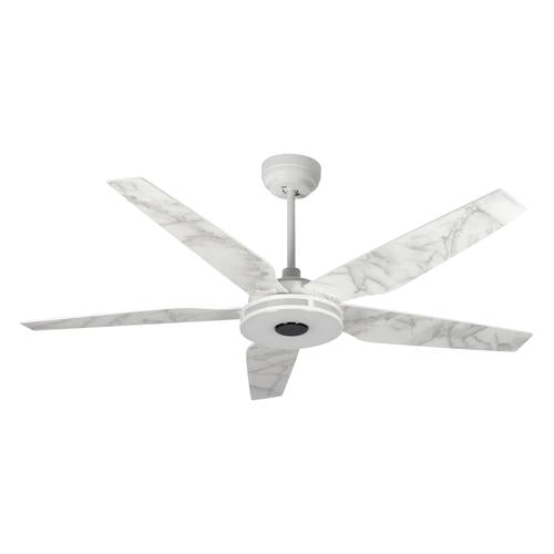 Explorer 52 In. 5-Blade Outdoor Best Smart Ceiling Fan, White Marble Pattern with Dimmable Led Light, Remote Control, Alexa/google Home/Siri Compatible