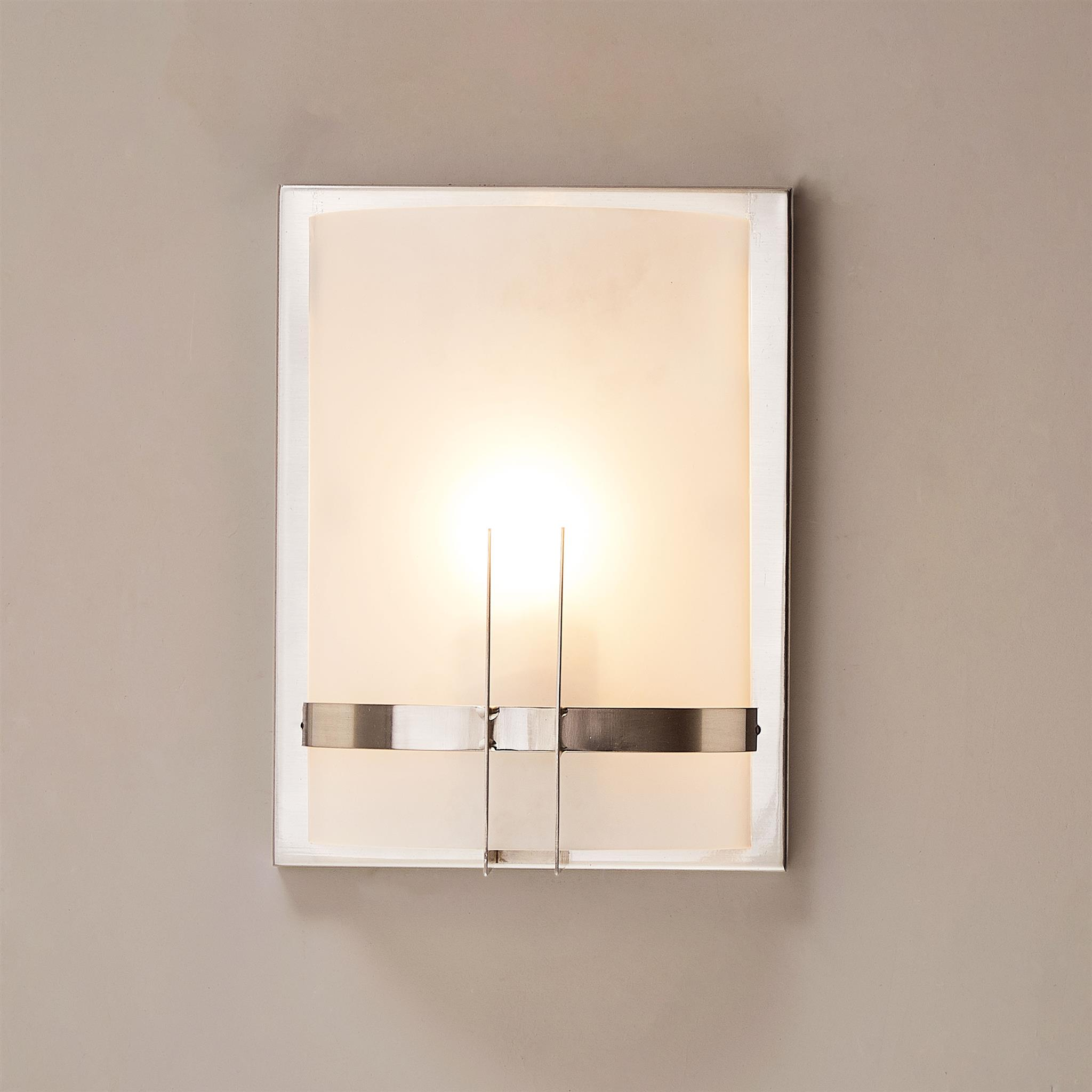 1-Light, Decorative ARC Wall Sconce Fixture, Brushed Nickel Finish with White glass shade, Dim: 9