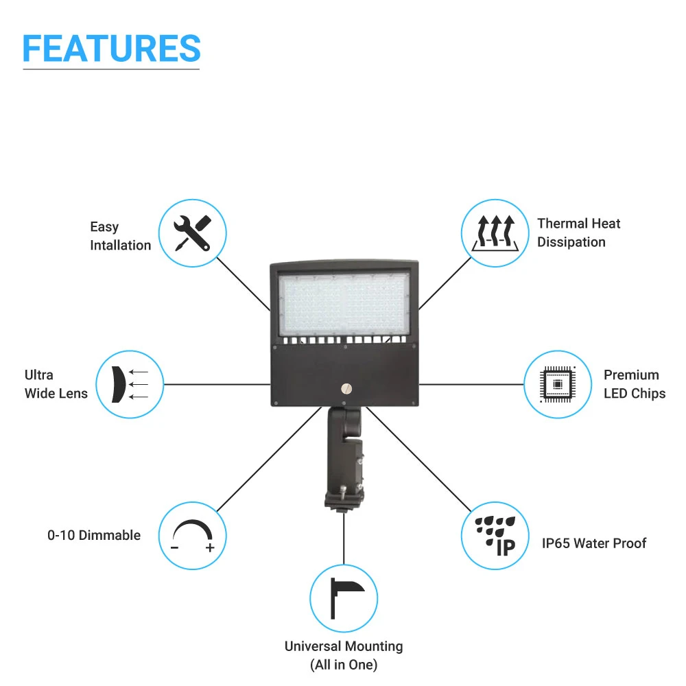 200W LED Pole Lights Outdoor, 5700K, 28000LM, Universal Mount, Bronze, AC120-277V, Waterproof IP65, Parking Lot Lights, Security Lights, Outdoor Commercial Area Road Lighting