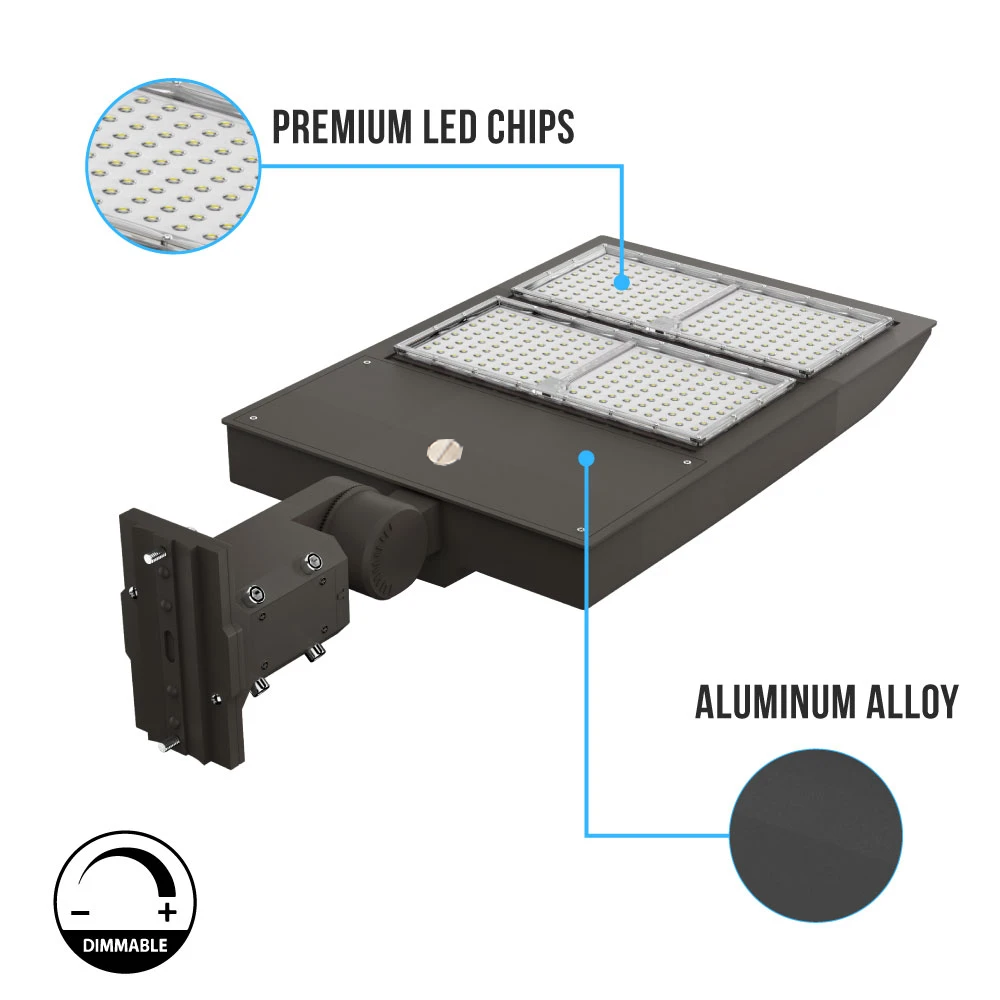 LED Pole Lights Outdoor, 300W/240W/200W Wattage Adjustable, 5700K, 136 LM/W Universal Mount, Bronze, IP65 Waterproof, AC120-277V, LED Parking Lot Lights - Commercial Area Street Security Lights, Gen14B