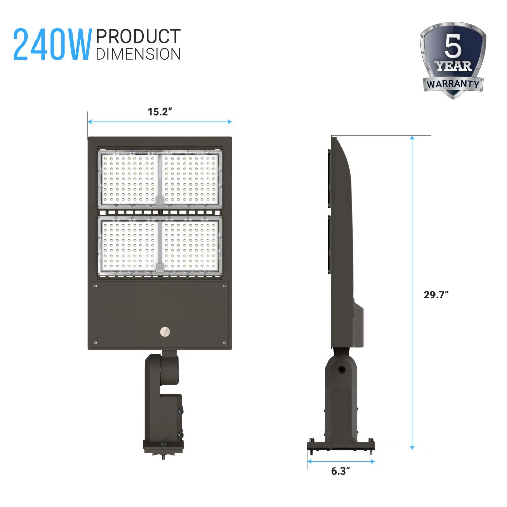 240W LED Pole Lights Outdoor, 5700K, Universal Mount, Bronze, AC120-277V, LED Parking Lot Lights - Outdoor Commercial Area Street Lighting