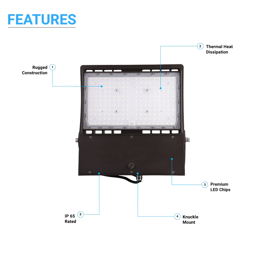 100W LED Flood Light Outdoor, 5700K, 14000LM, AC100-277V, Dimmable, UL DLC Listed, Bronze, Security Lights, IP65 Waterproof, Outdoor Floodlights for Yard, Garden, Playground, Basketball Court