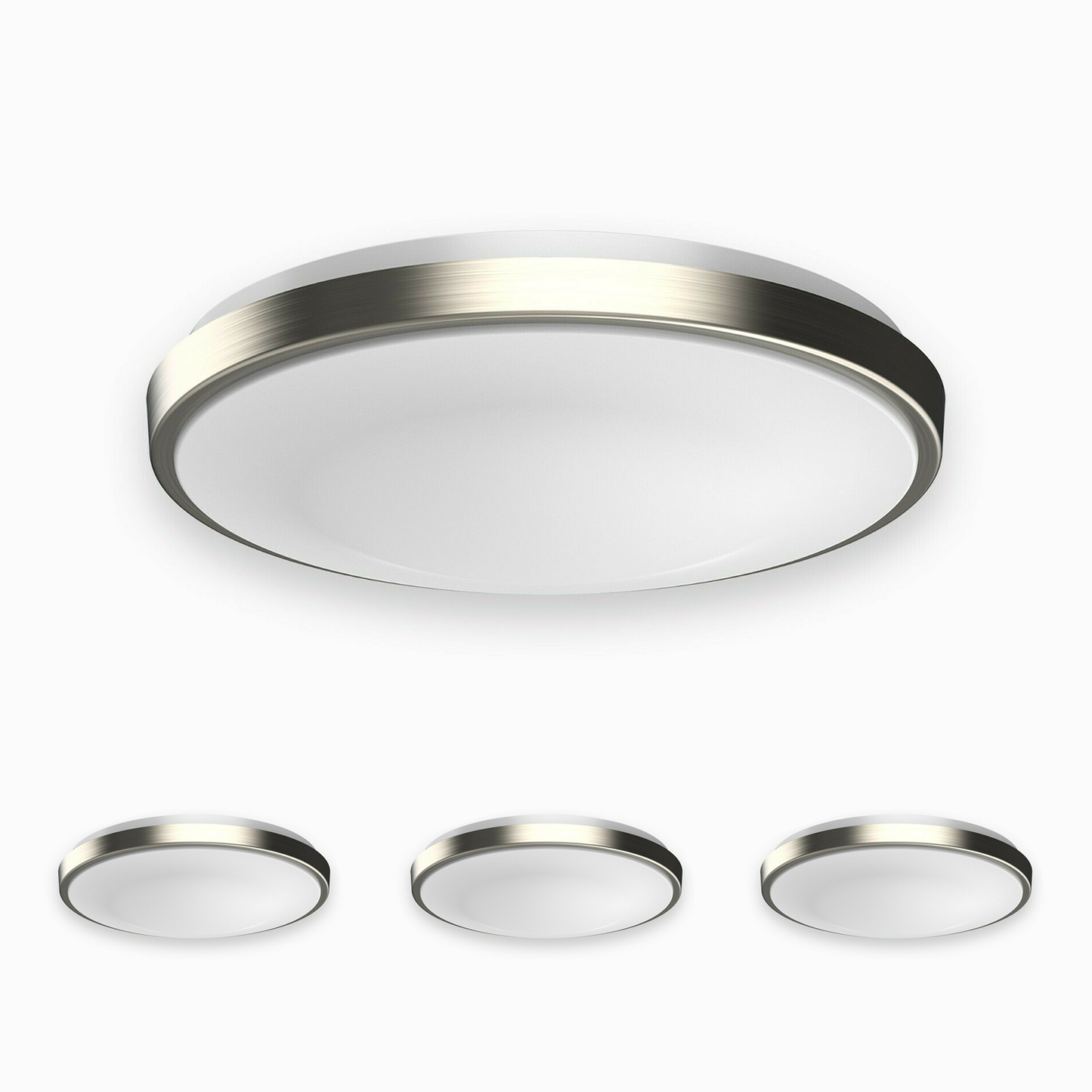 14 in. Round Brushed Nickel Dimmable Flush Mount Ceiling Light, Single Ring - 1750 Lumens - Power - 25W - 3 Color Switchable (3000K/4000K/5000K)