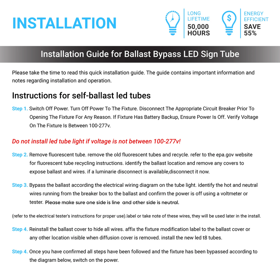 T8 LED Sign Tubes with R17 Base, Ballast & Rotatable, 360 Degree ...