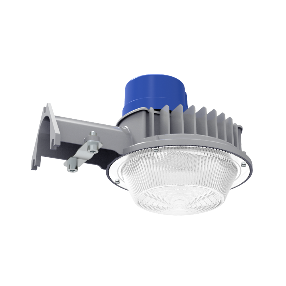 LED Barn Light w/ 3-pin NEMA Photocell, 36/48/60 Wattage Adjustable 3000K/4000K/5000K CCT Changeable, 120-277V, Dusk-To-Dawn, Silver