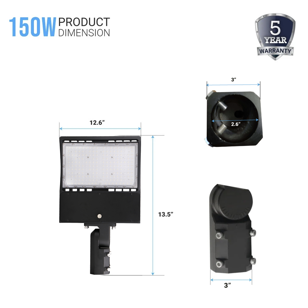 LED Pole Lights Outdoor, 150 Watt 5700K 21000LM Black, Adjustable Mount, 120V-277V, IP65 Waterproof, UL, DLC Premium, LED Parking Lot Lights - Outdoor Commercial Area Lighting