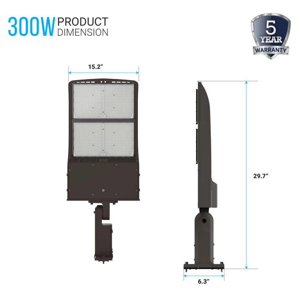 LED Pole Lights Outdoor, 300W/240W/200W Wattage Adjustable, 5700K, 136 LM/W Universal Mount, Bronze, IP65 Waterproof, AC120-277V, LED Parking Lot Lights - Commercial Area Street Security Lights, Gen14B