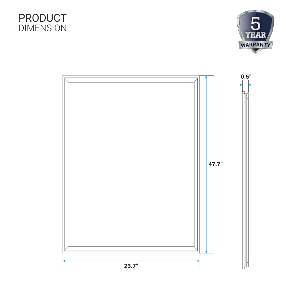 2 ft. x 4 ft. LED T-Bar Panel Light, 40W/50W/60W Wattage Adjustable, 3000K/4000K/5000K CCT Changeable, Dimmable, 6600LM, ETL & DLC Listed, Perfect For Offices, Schools, Hospitals