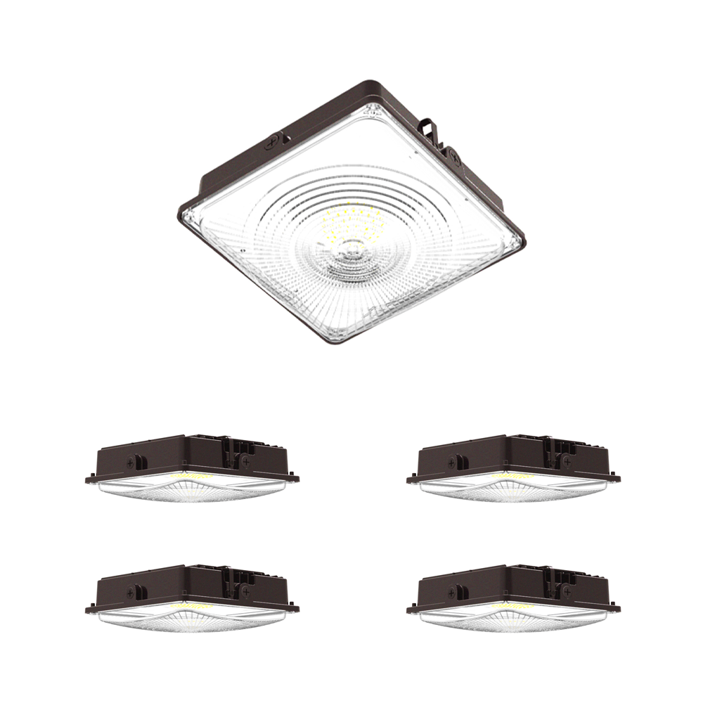 LED Canopy Light 75W 5000K Daylight 9750LM IP65 Waterproof 0-10V Dim 120-277VAC UL Listed Surface or Pendant Mount, for Gas Stations Outdoor Area Light, Black