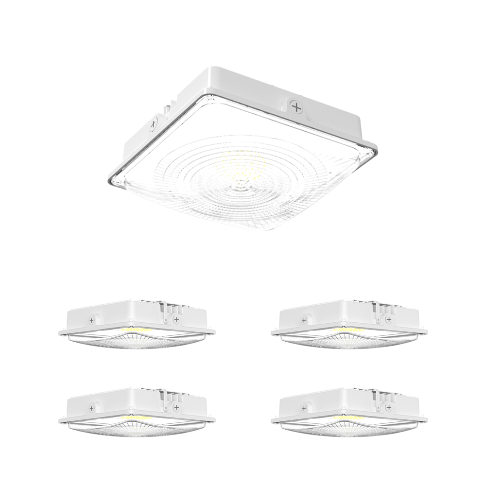 LED Canopy Light 75W 5000K Daylight 9750LM IP65 Waterproof 0-10V Dim 120-277VAC UL Listed Surface or Pendant Mount, for Gas Stations Outdoor Area Light, White