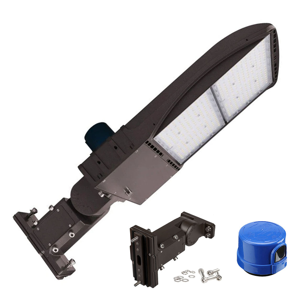 240W LED Pole Light with  Dusk to Dawn Photocell, 5700K, Universal Mount, Bronze, IP65 Waterproof, AC120-277V, Commercial LED Street Area Light - Parking Lot Lights