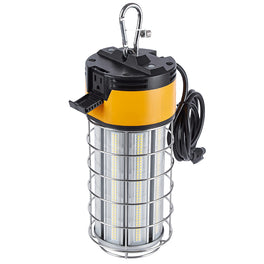 LED Temporary Work Lights with Cage, 150W 5000K 18000LM Plug and Play, Linkable, Jobsite Lighting, IP64, Portable Hanging Work Construction Light