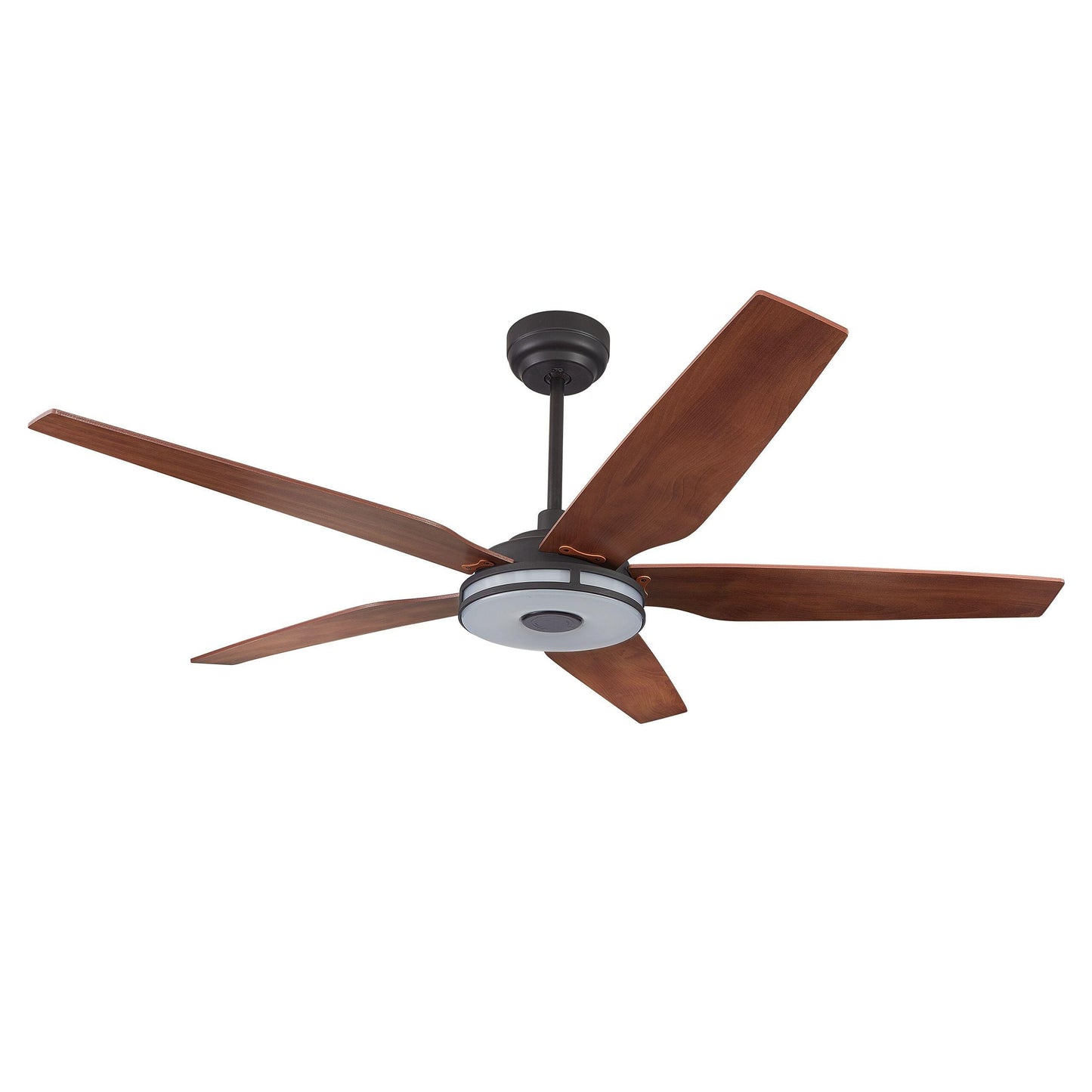 Explorer 52 In. Best Smart Ceiling Fan with Dimmable Led Light, Remote Control, Black/wood Grain Pattern, 5-Blade W/ Alexa/Google Home Compatible
