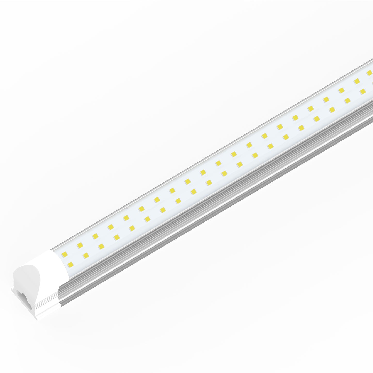 2ft T8 Integrated LED Tube Light, 2 Row Flat, 10W, 6500K, 1200LM, Clear, AC 100-277V, Linkable, Plug & Play, 180° Beam angle