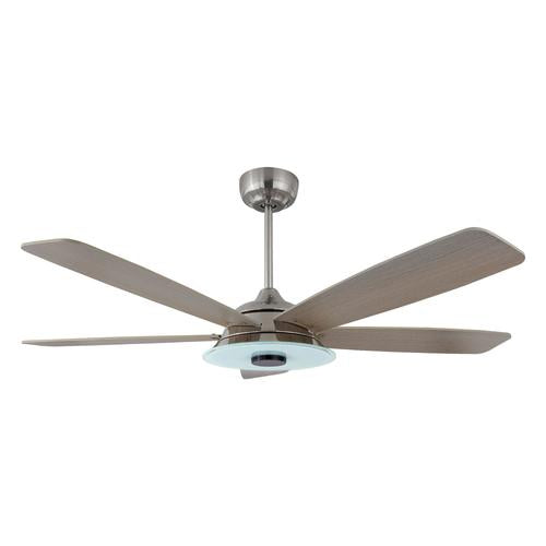 Striker 52 in. 5-Blade Best Smart Ceiling Fan with Dimmable LED Light, Silver/Light Wood Finish, Works w/ Remote Control/Alexa/Google Home/Siri