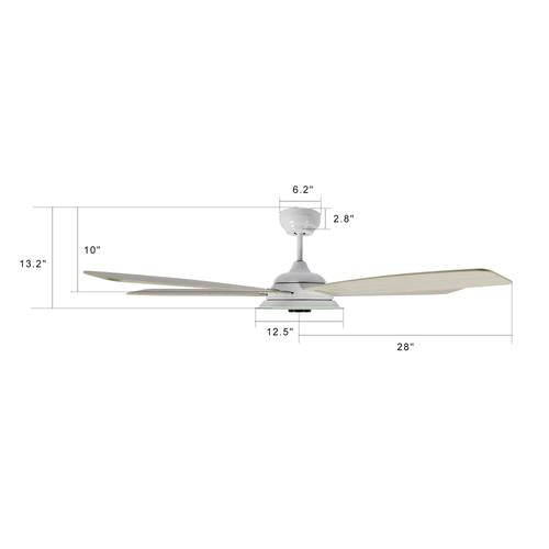 Striker 52 in. 5-Blade Best Smart Ceiling Fan with Dimmable LED Light, White/Light Wood Finish, Works w/ Remote Control/Alexa/Google Home/Siri